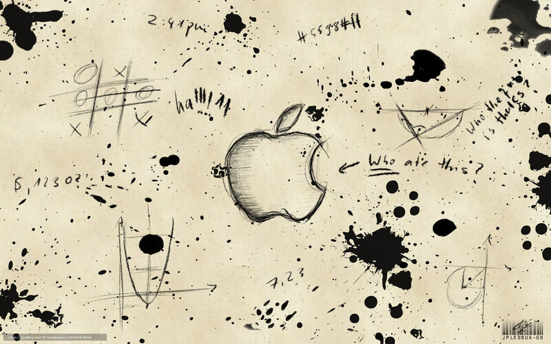 Apple logo doodle on grunge paper