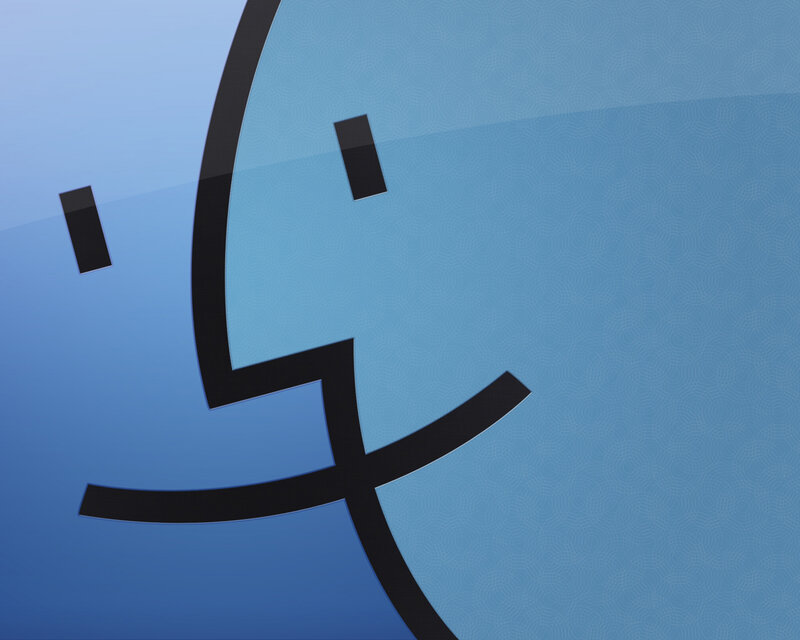 Apple Logo Face — Blue, Calm, Vector Art