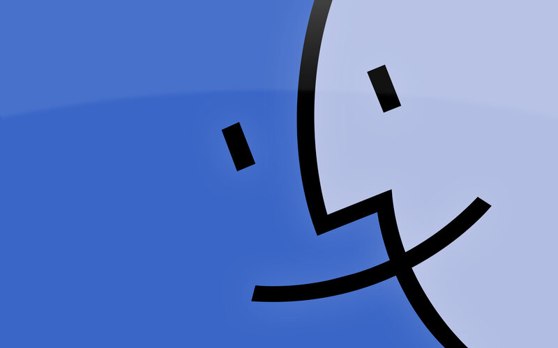 Apple Logo Face — Blue, Minimalist