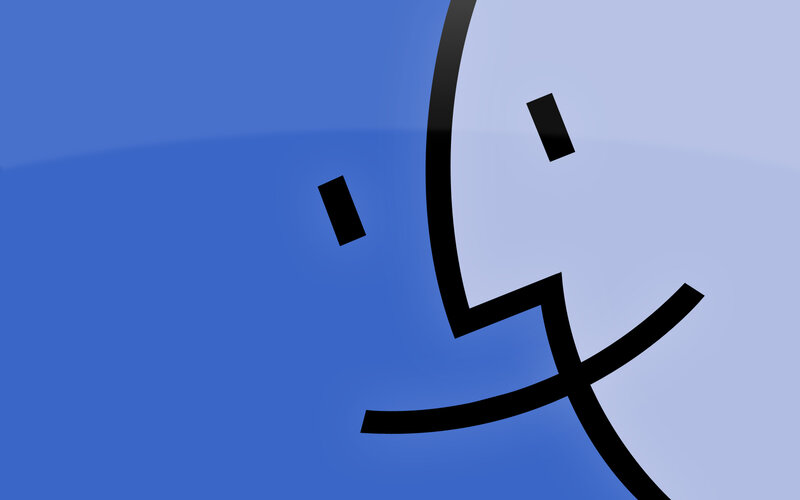 Apple Logo Face — Blue, Minimalist, Vector Art