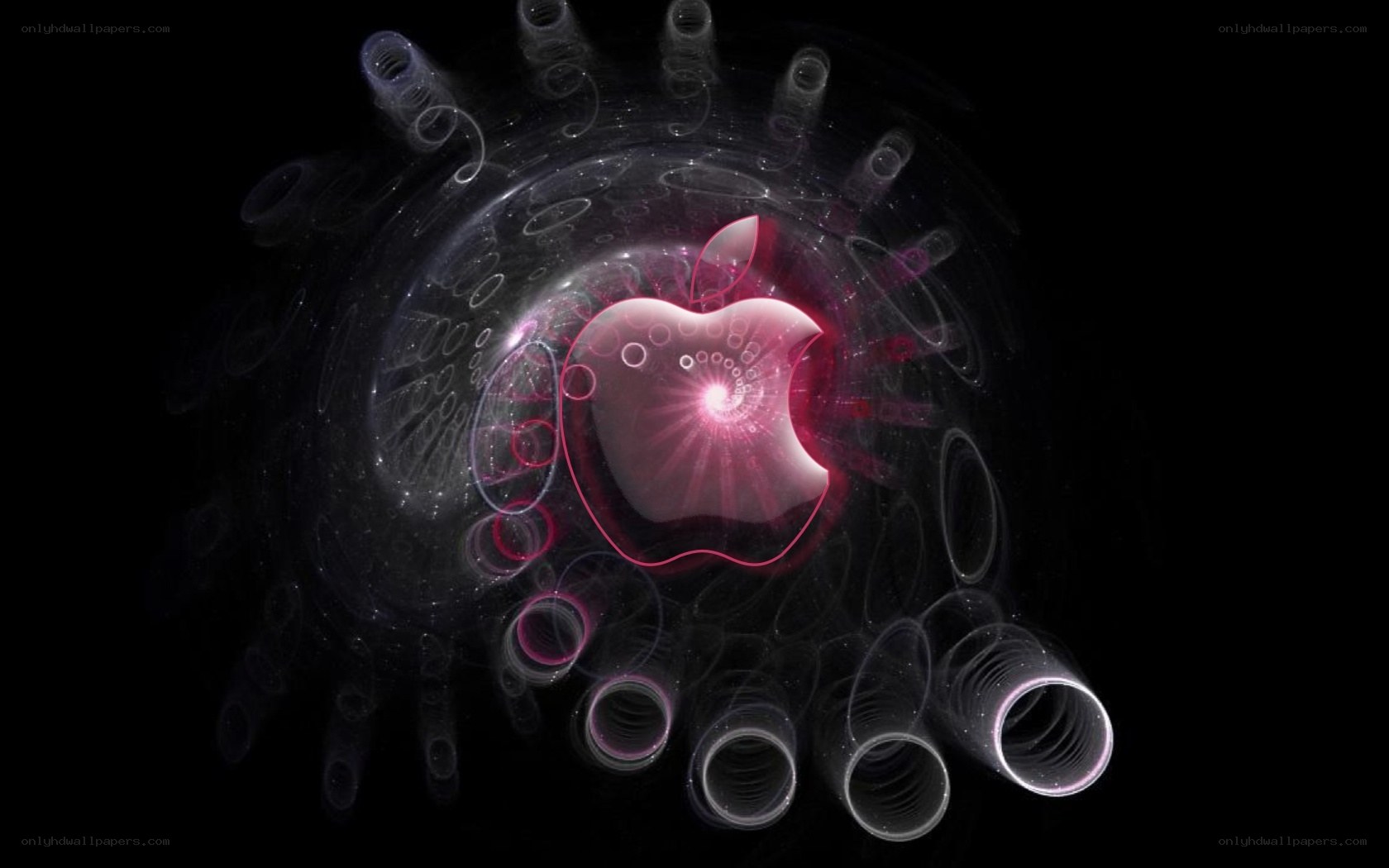 Apple logo in a digital tunnel