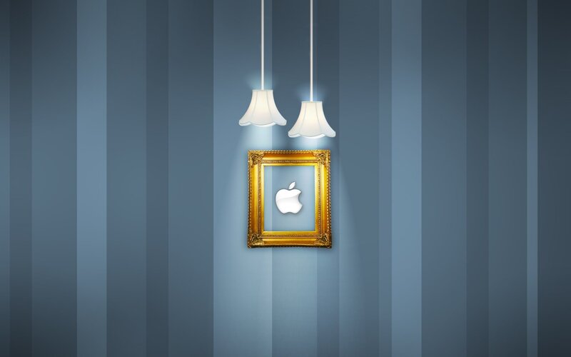 Apple logo in a golden frame
