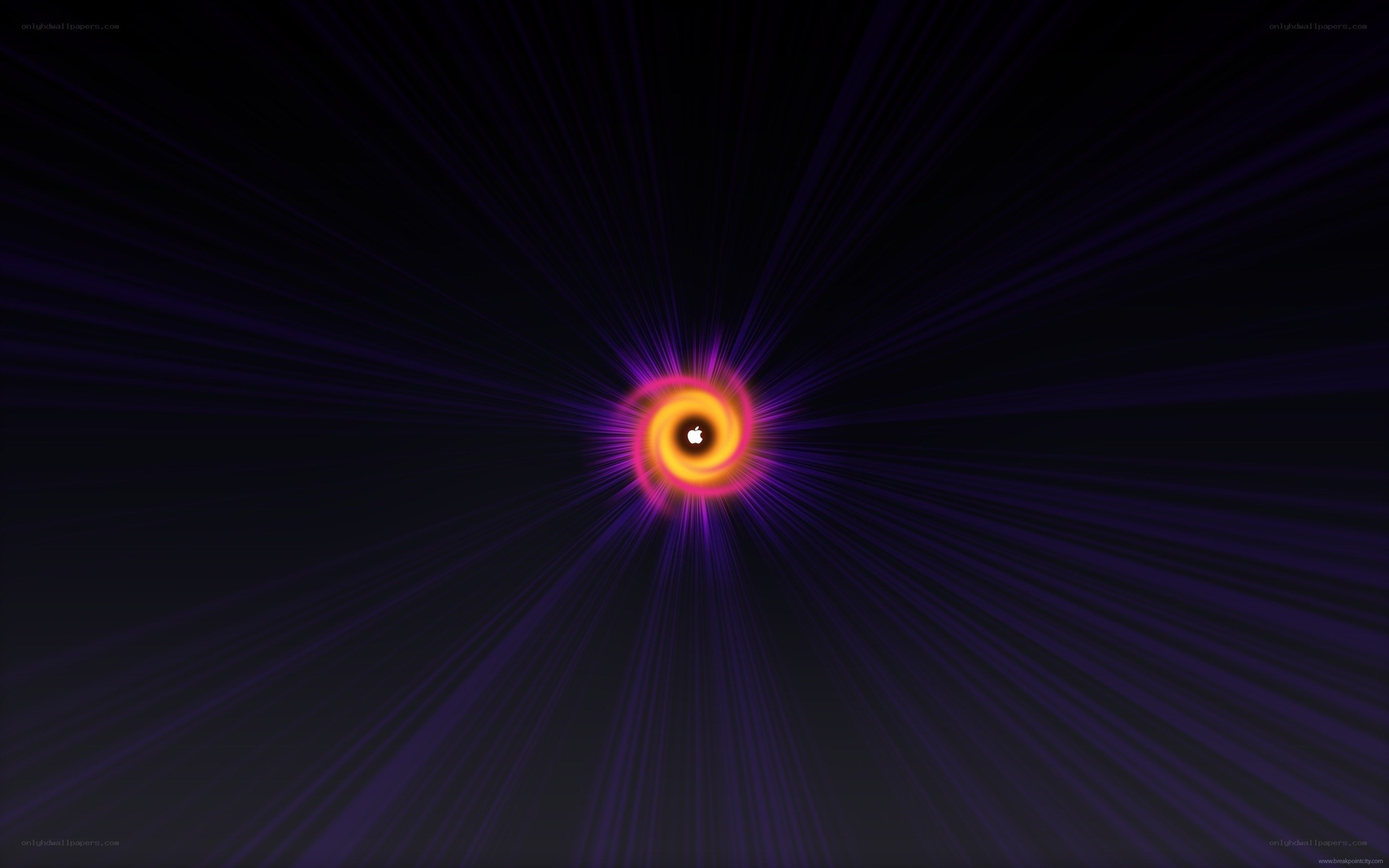 Apple logo in cosmic vortex