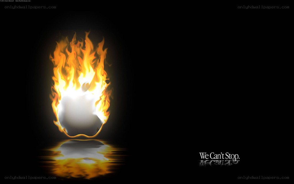 Apple logo in flames