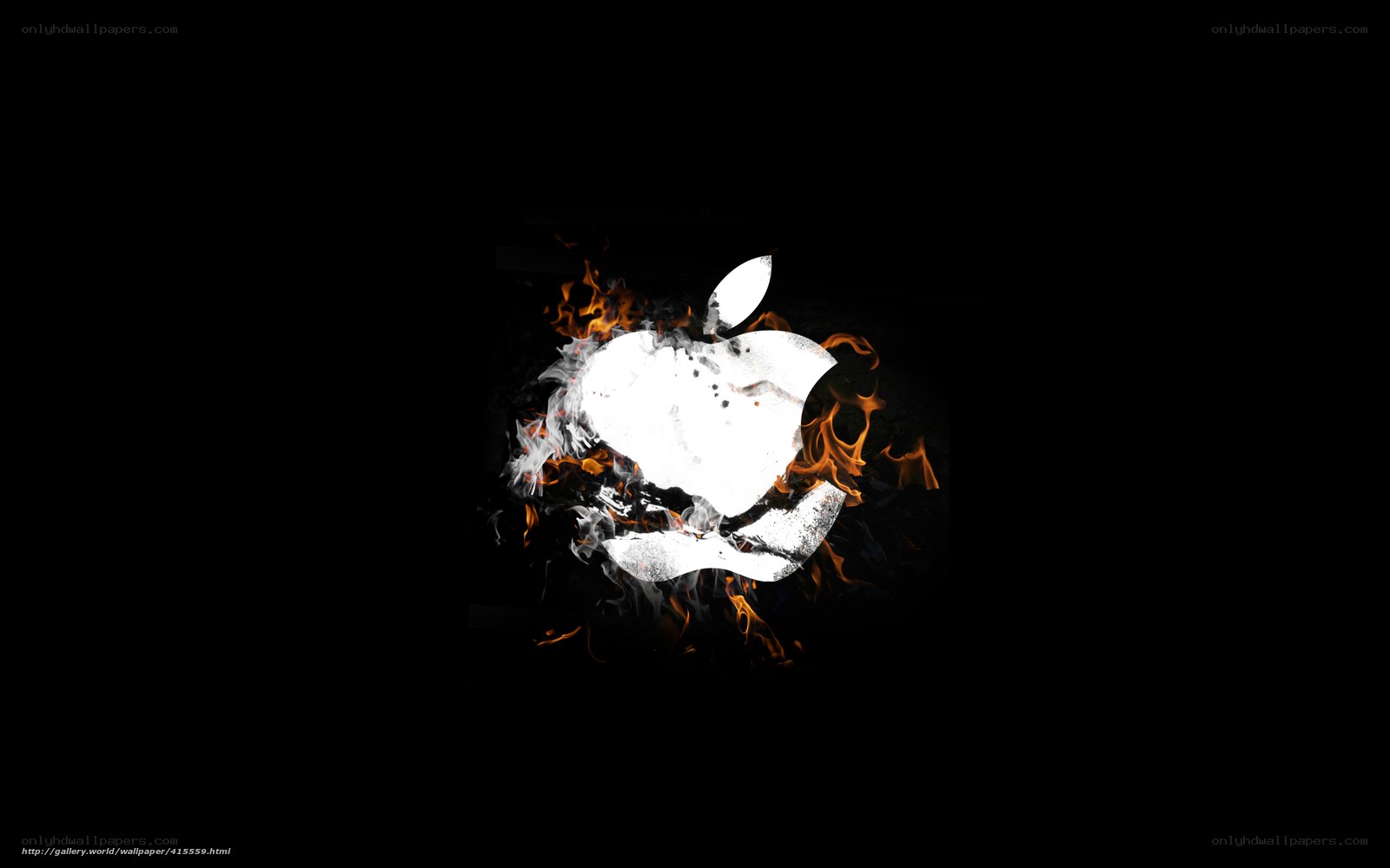 Apple logo in flames