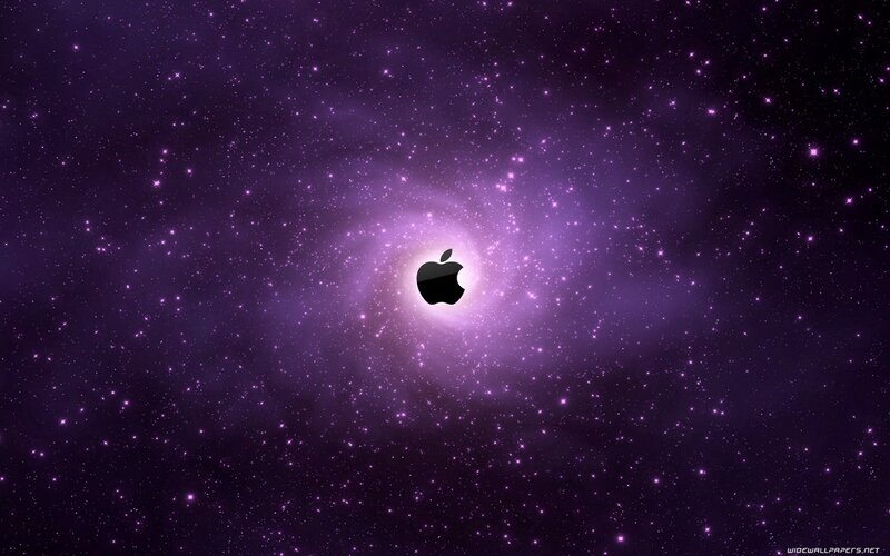Apple Logo in Galaxy — Purple, Cosmic, Night, Digital Art