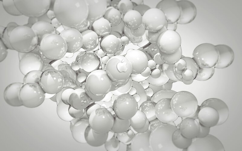 Apple logo in glass bubbles