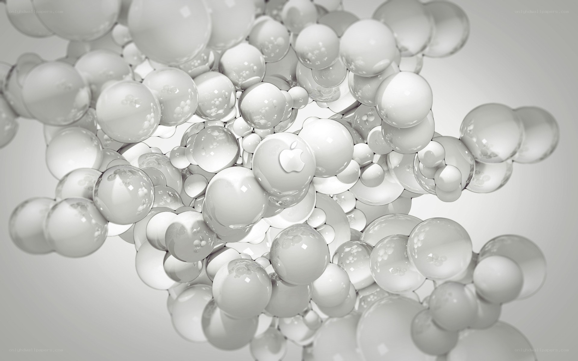 Apple logo in glass bubbles