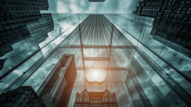 Apple Logo in Glass Building