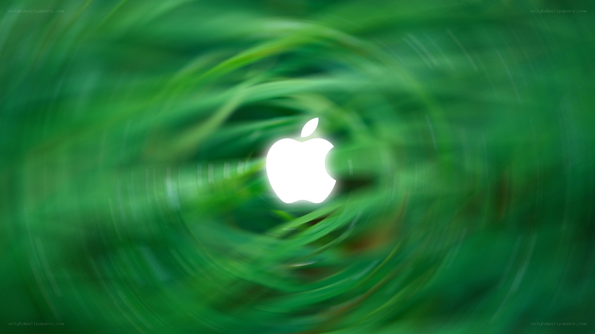 Apple logo in green swirl