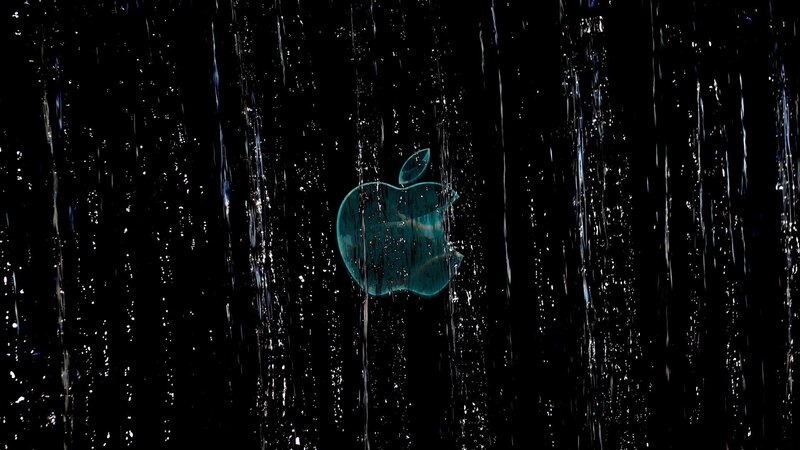 Apple logo in rain
