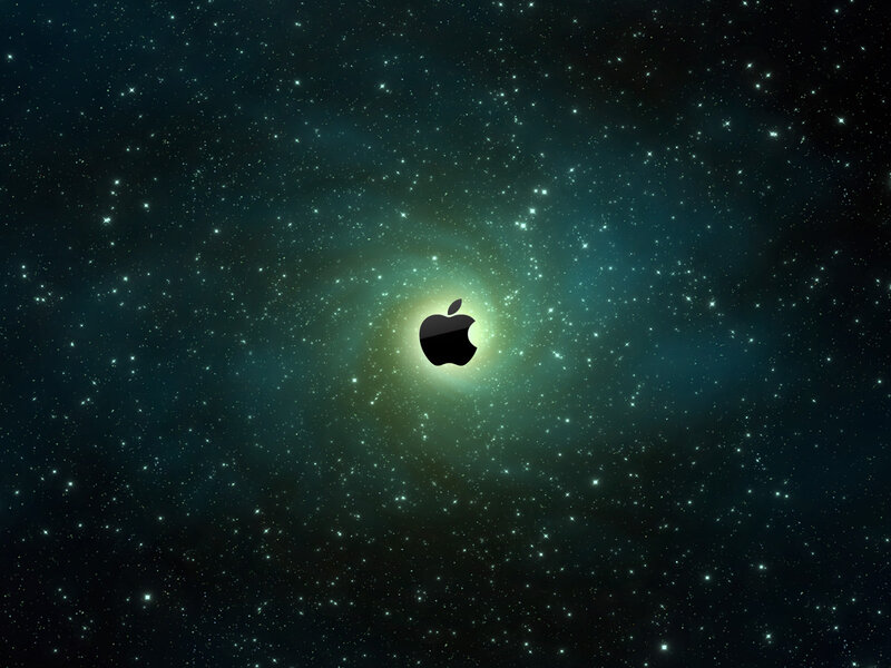 Apple Logo in Space — Black, Cosmic, Night, Digital Art