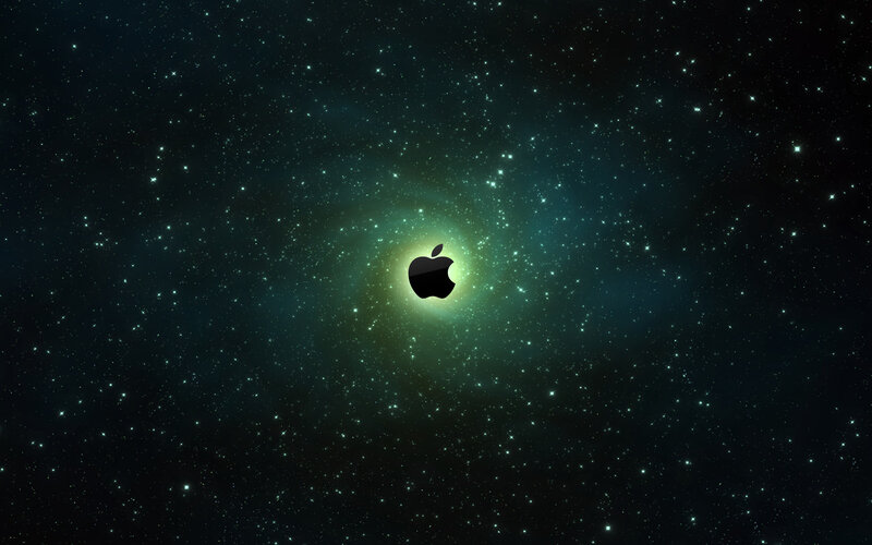 Apple Logo in Space — Black, Cosmic, Night