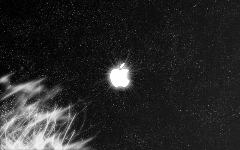Apple Logo in Space — Black, Dramatic, Night, Digital Art