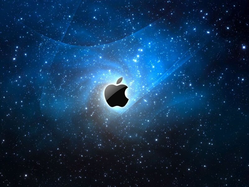 Apple Logo in Space — Blue, Cosmic, Night, Digital Art