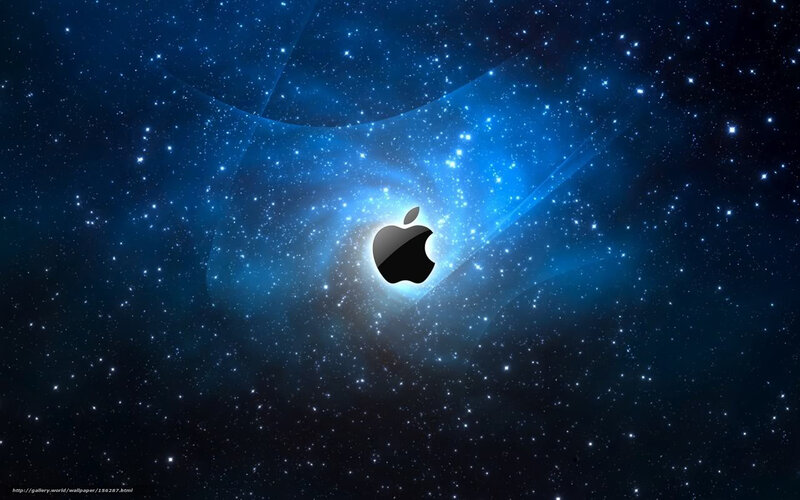 Apple Logo in Space — Blue, Cosmic, Night