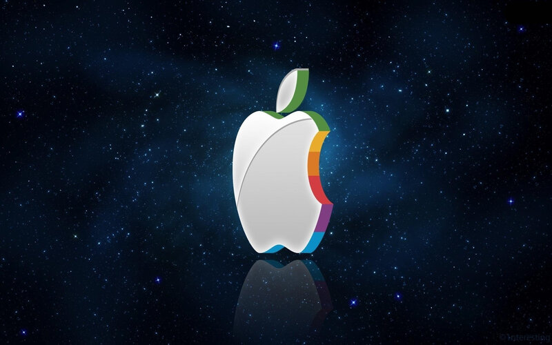 Apple Logo in Space — Blue, Cosmic