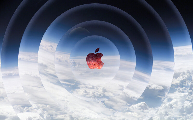 Apple Logo in Space — Blue, Dramatic