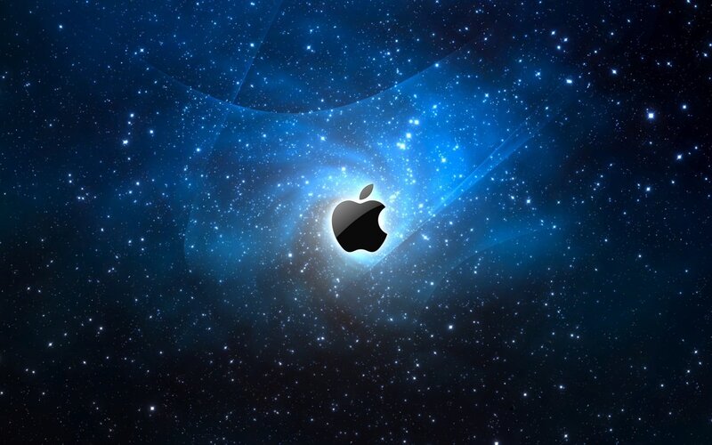 Apple Logo in Space — Blue, Night