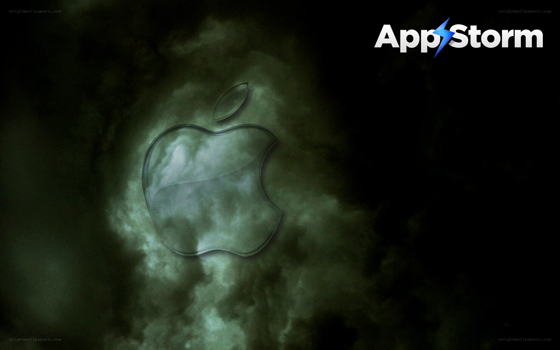 Apple logo in stormy clouds