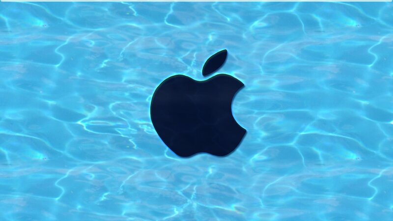Apple Logo in Water — Blue, Calm