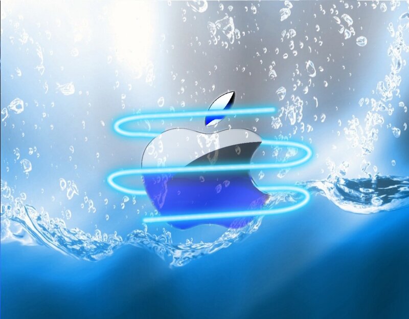 Apple Logo in Water — Blue