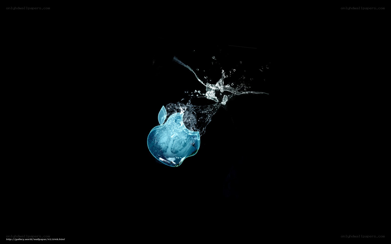 Apple logo in water splash