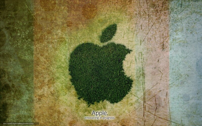 Apple Logo Made of Grass — Green, Grungy