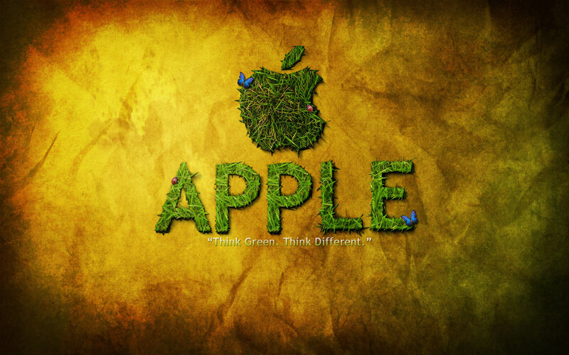 Apple Logo Made of Grass — Green