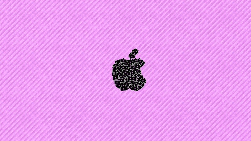 Apple logo mosaic on purple