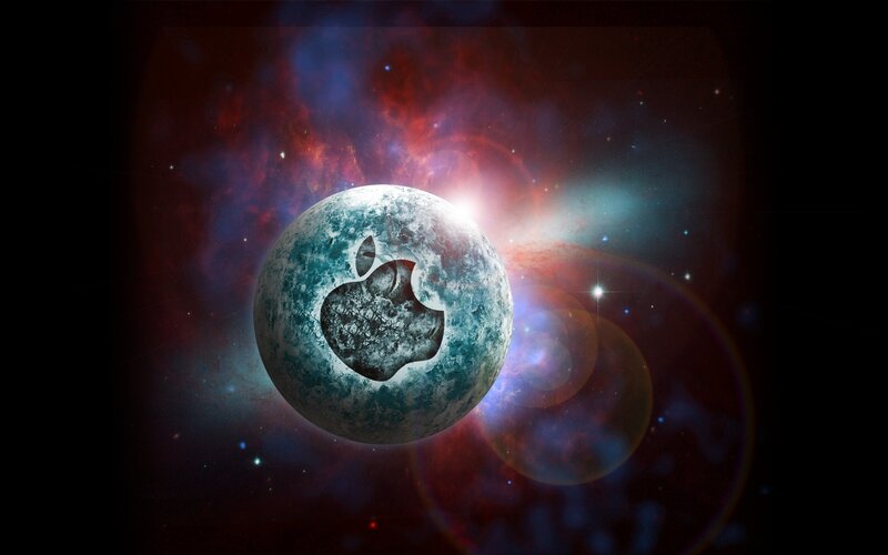 Apple logo on a planet