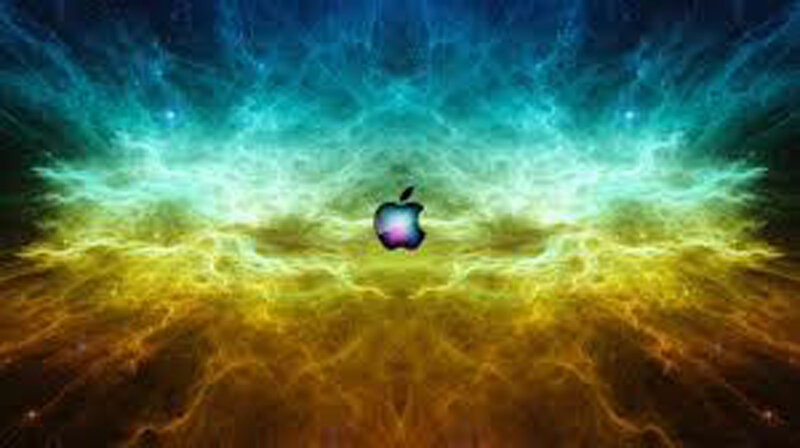 Apple Logo on Abstract Background — Blue