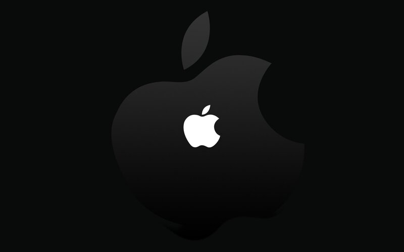 Apple logo on black background