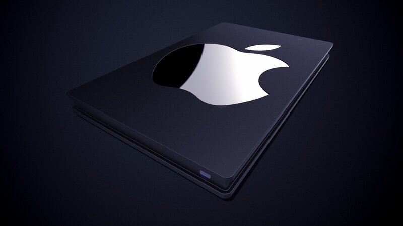 Apple logo on black device