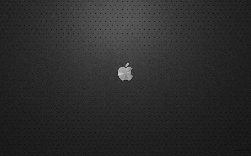 Apple logo on black leather