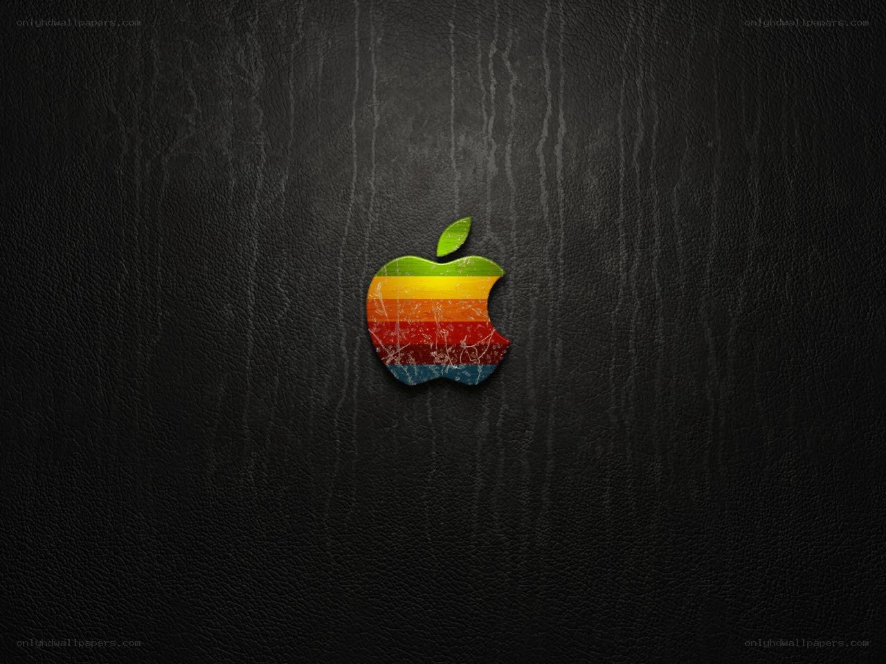 Apple logo on black leather