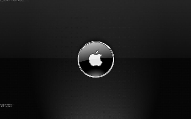 Apple Logo on Black — Minimalist, Digital Art, Circle