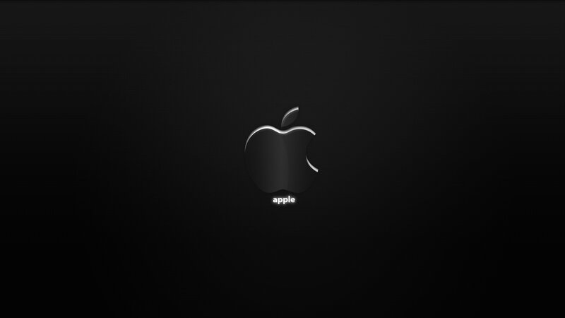 Apple Logo on Black — Neutral, Minimalist, Text, White