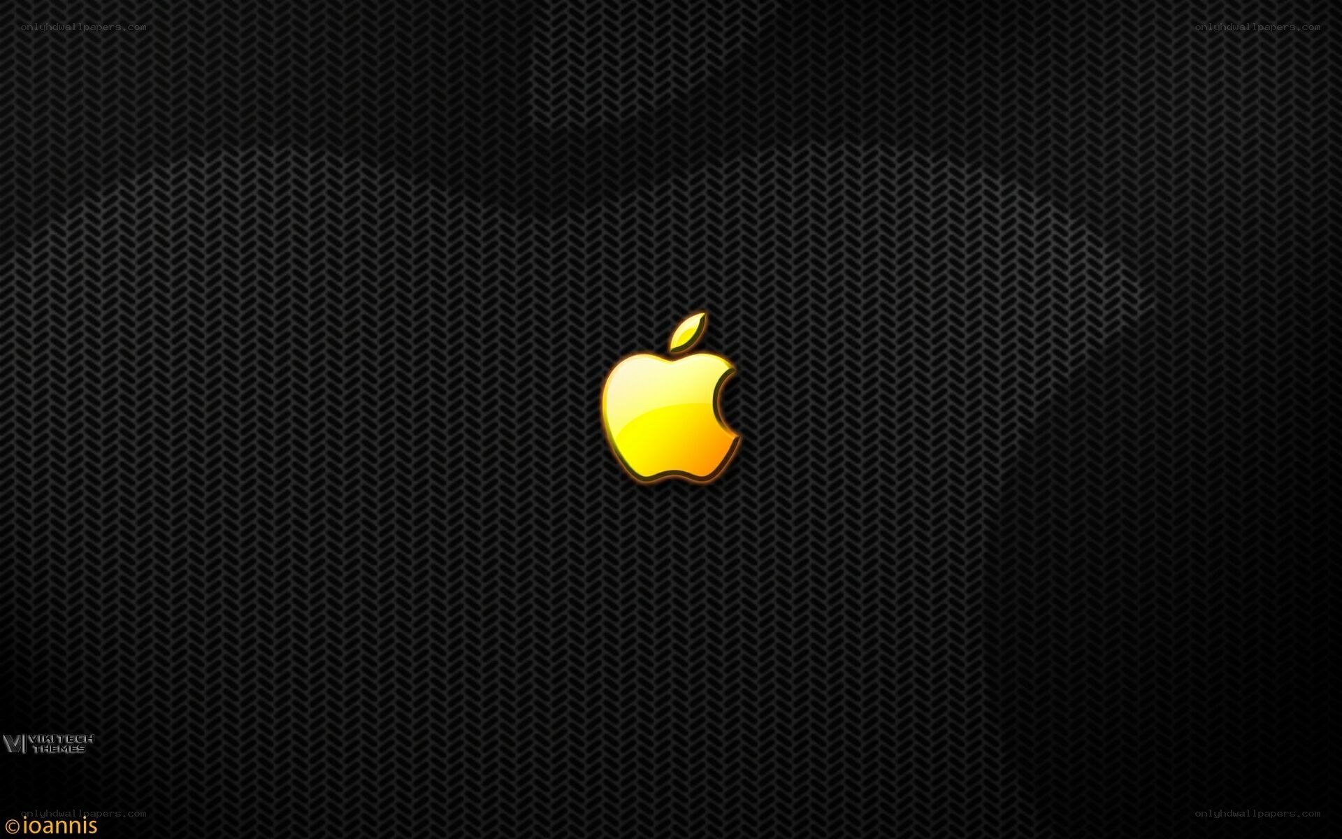 Apple logo on black textured background