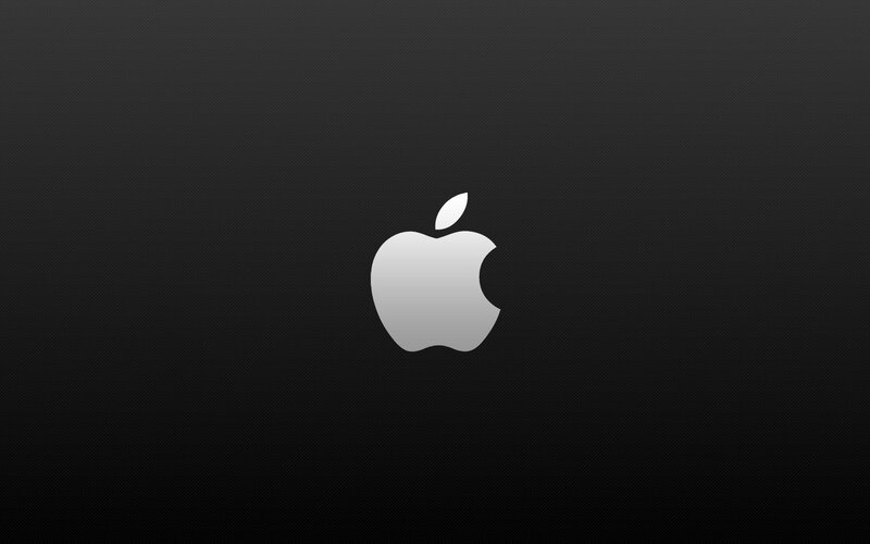 Apple Logo on Black — White
