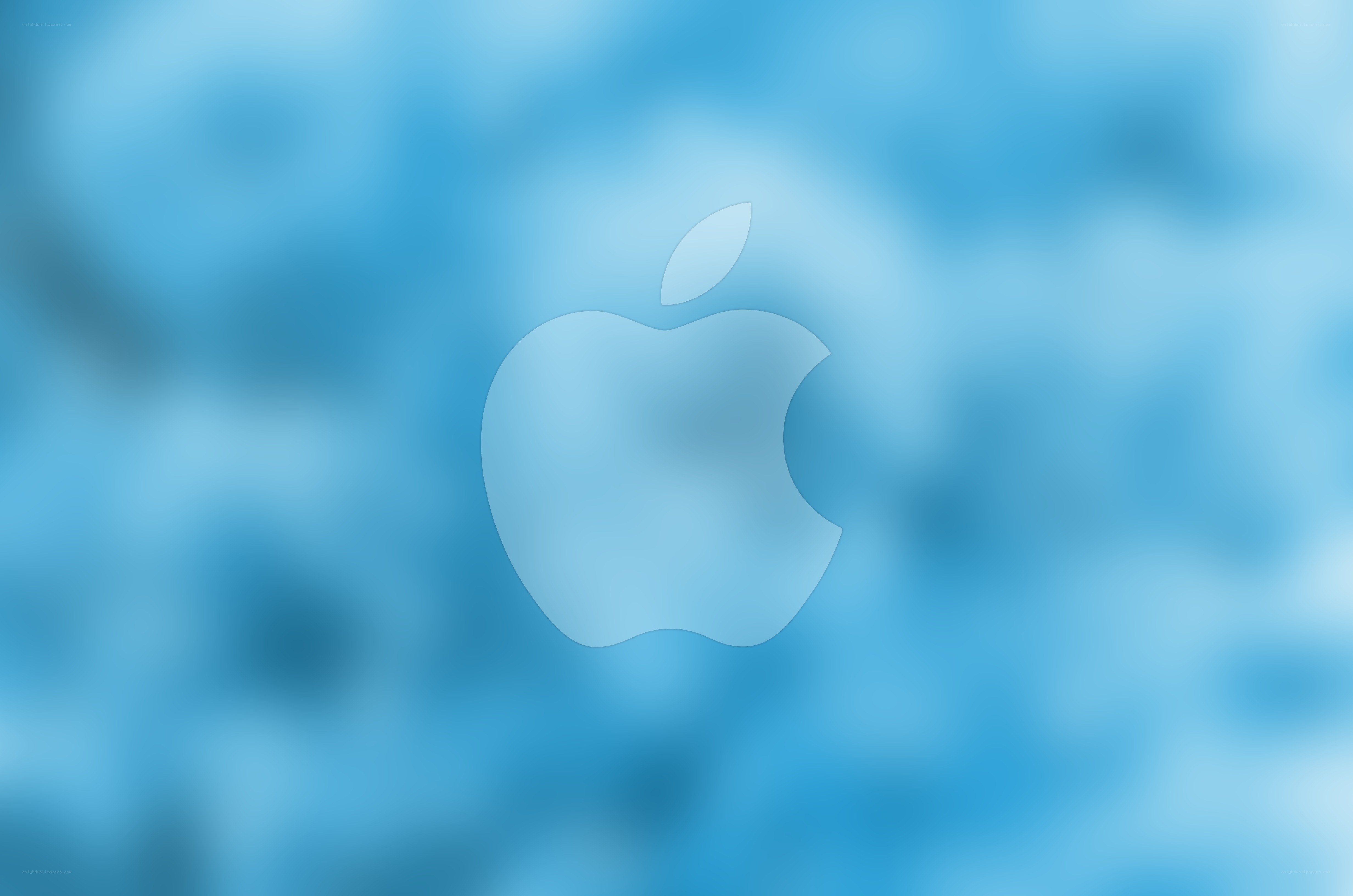 Apple logo on blue background