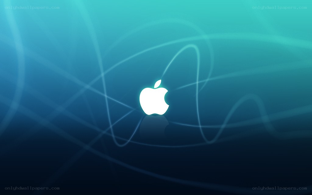 Apple logo on blue background