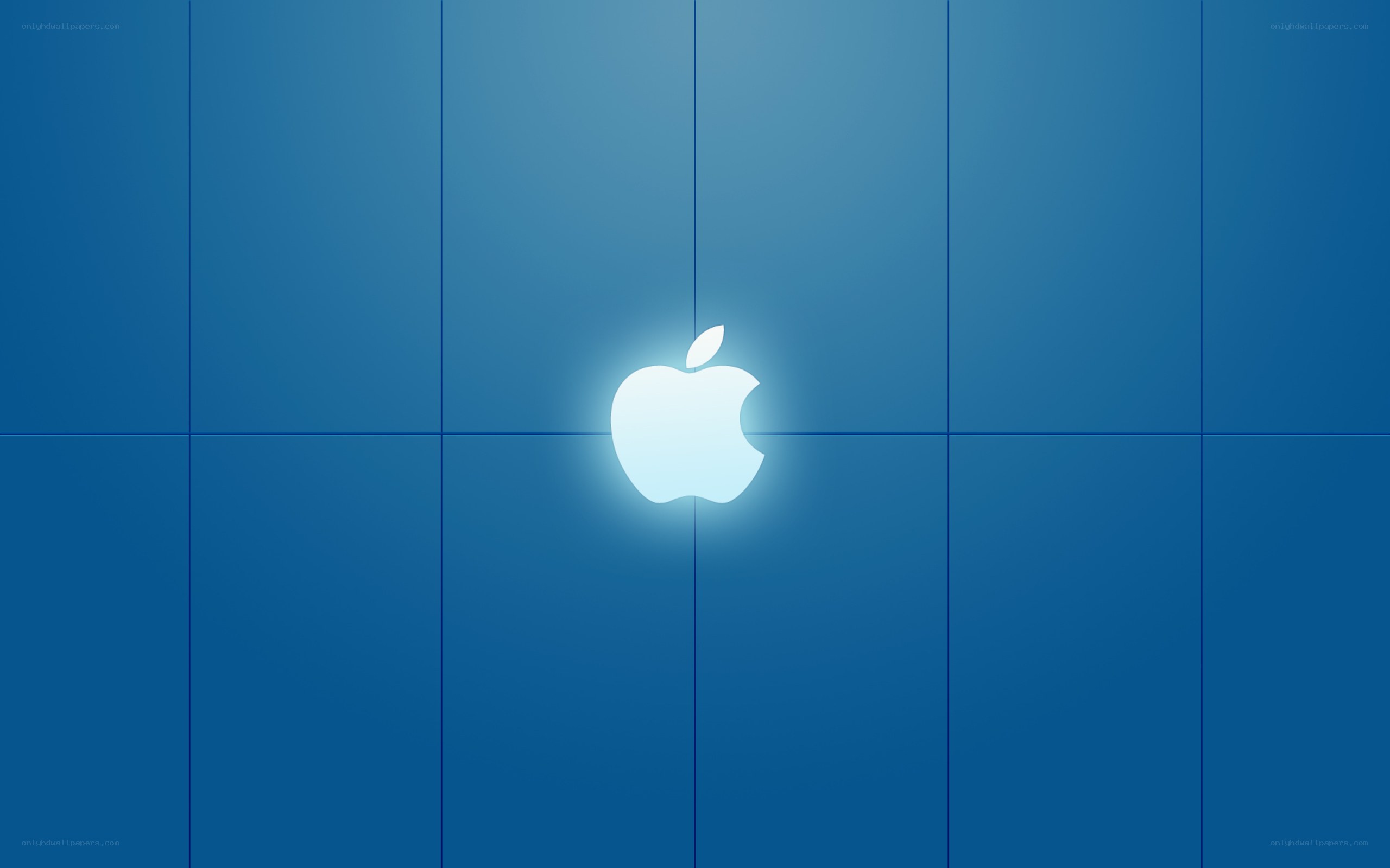Apple logo on blue background
