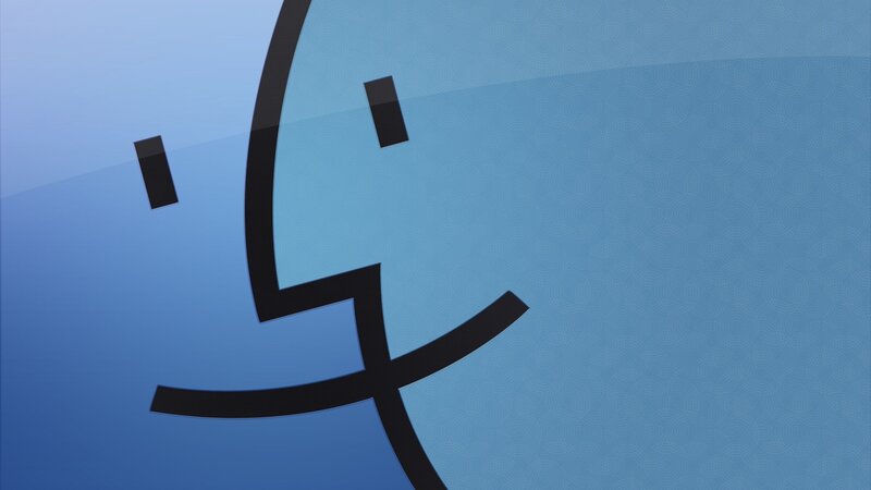 Apple logo on blue background