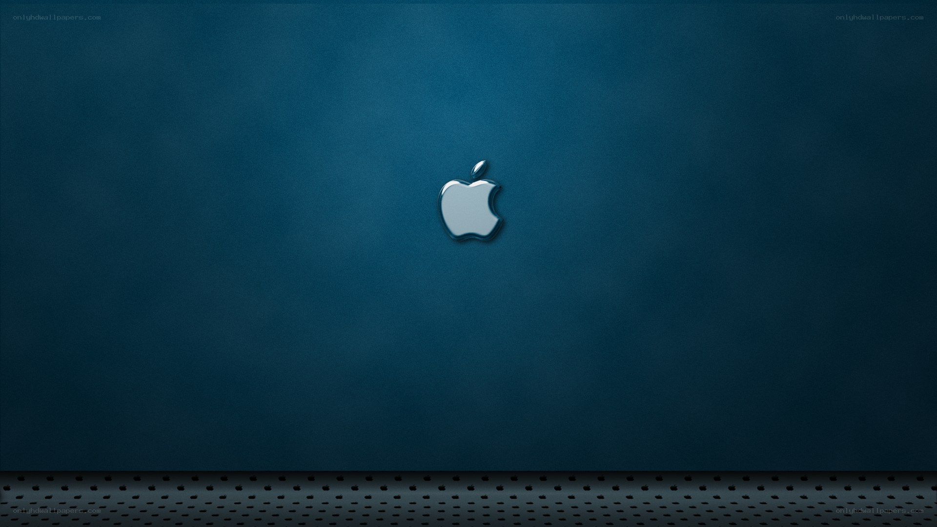 Apple logo on blue background