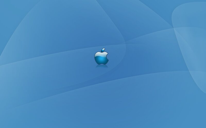 Apple logo on blue background