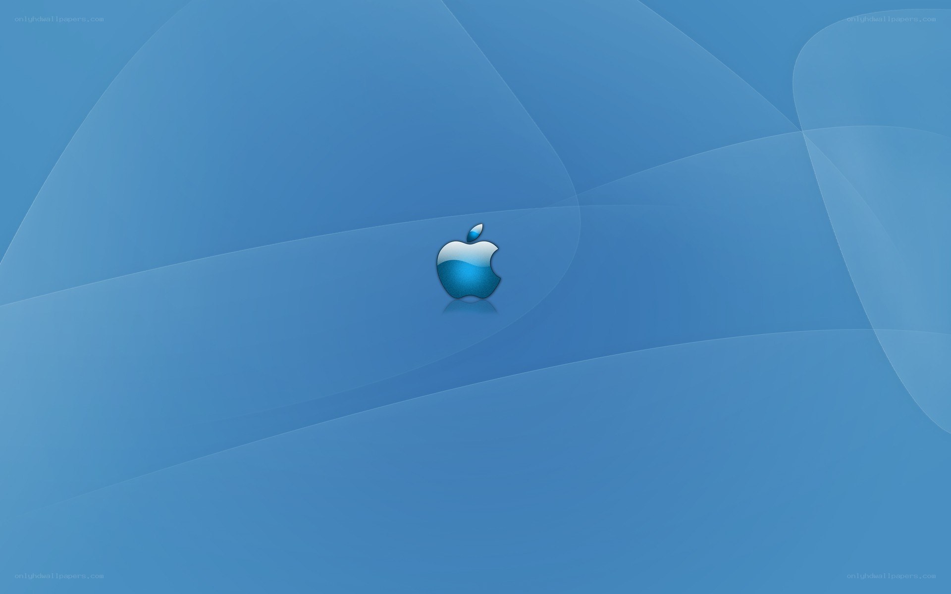 Apple logo on blue background