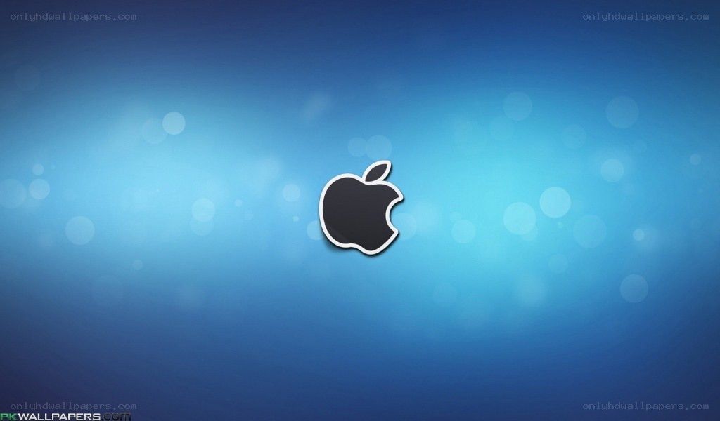 Apple logo on blue background