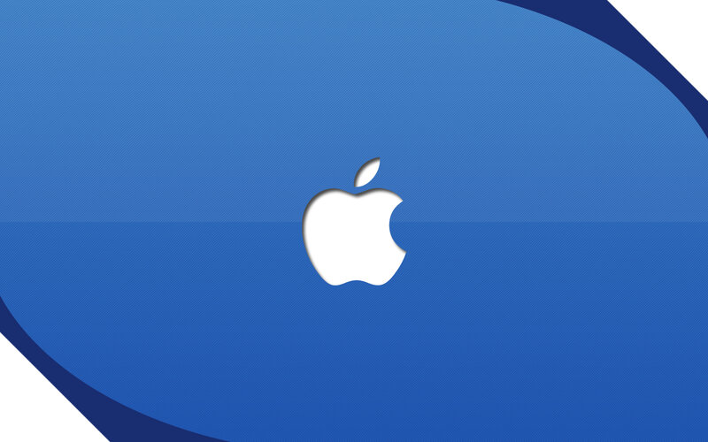 Apple logo on blue background
