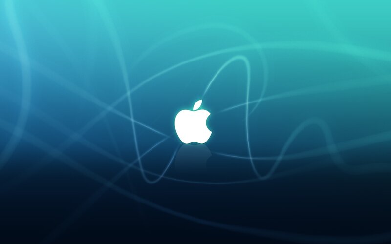 Apple logo on blue background